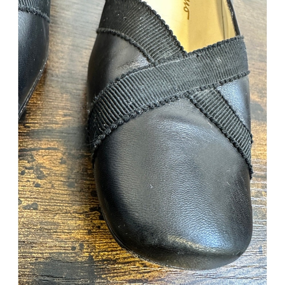 Salvatore Ferragamo Boutique Black Leather Square Toe Block Heel Pumps 6 B Italy - Picture 4 of 16